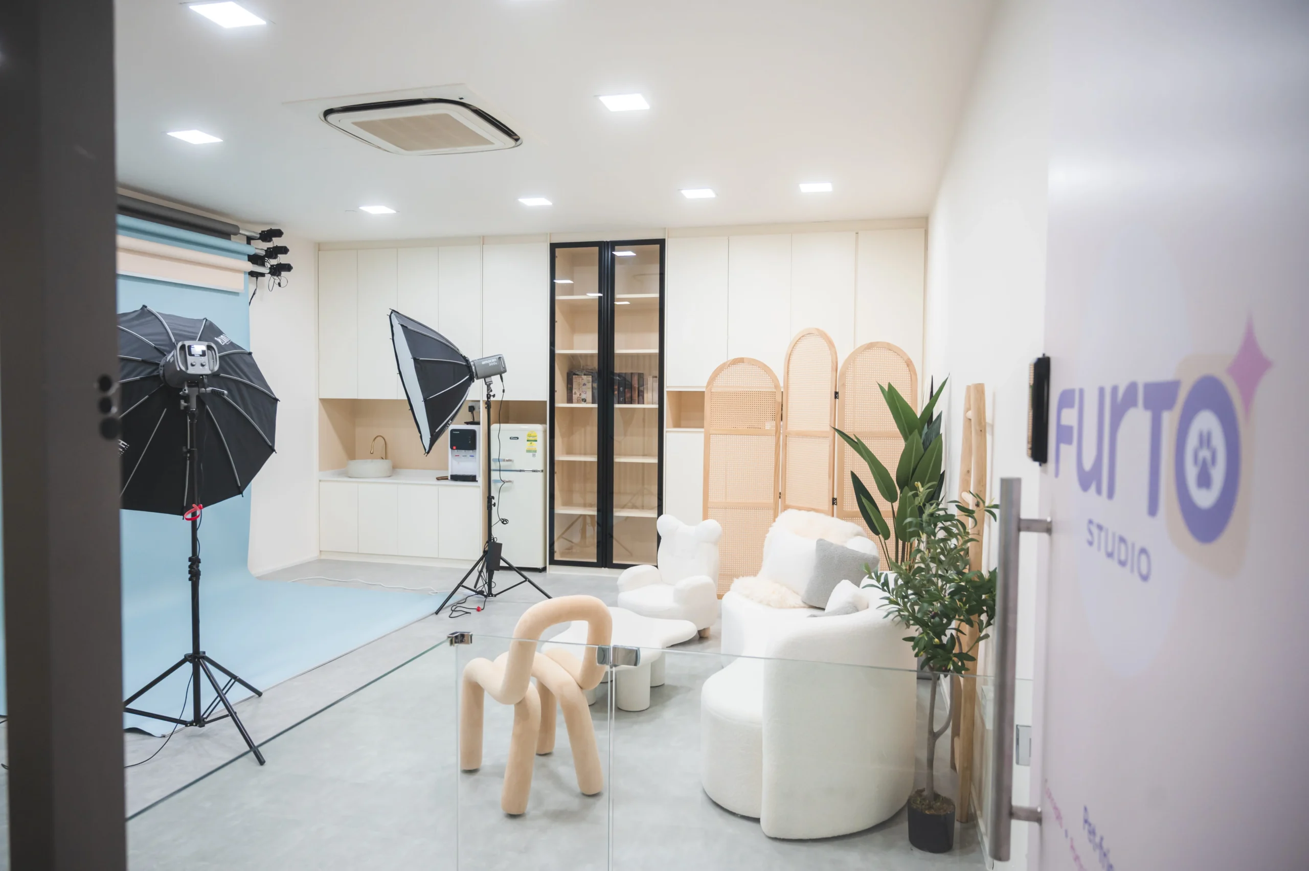 wide angle shot of furto studio interior